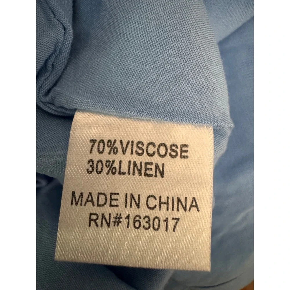 Princess Polly Blue Linen Blend Mini Dress Size 6 Square Neck Short Sleeve